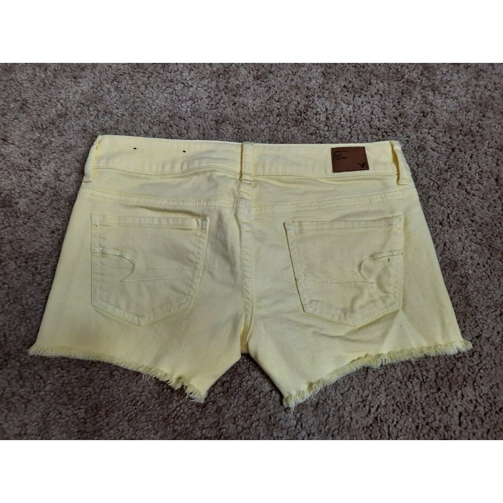 AMERICAN EAGLE 4 Yellow Cut Off Jean Shorts - Picture 1 of 12